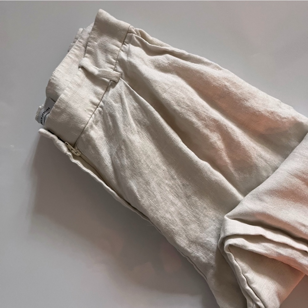 & Other Stories • 100% Linen Pleated Cream Trousers Pants - Picture 3 of 6